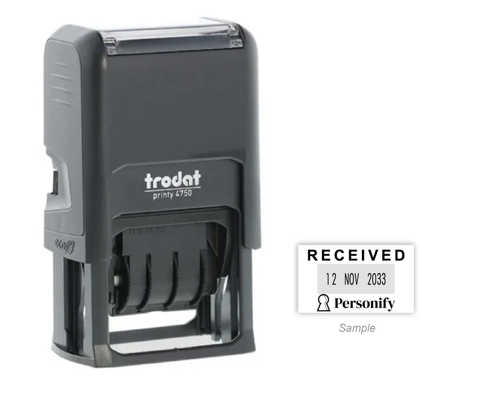 Self-Inking Rubber Stamp - Trodat 4750 Dater  with sample template