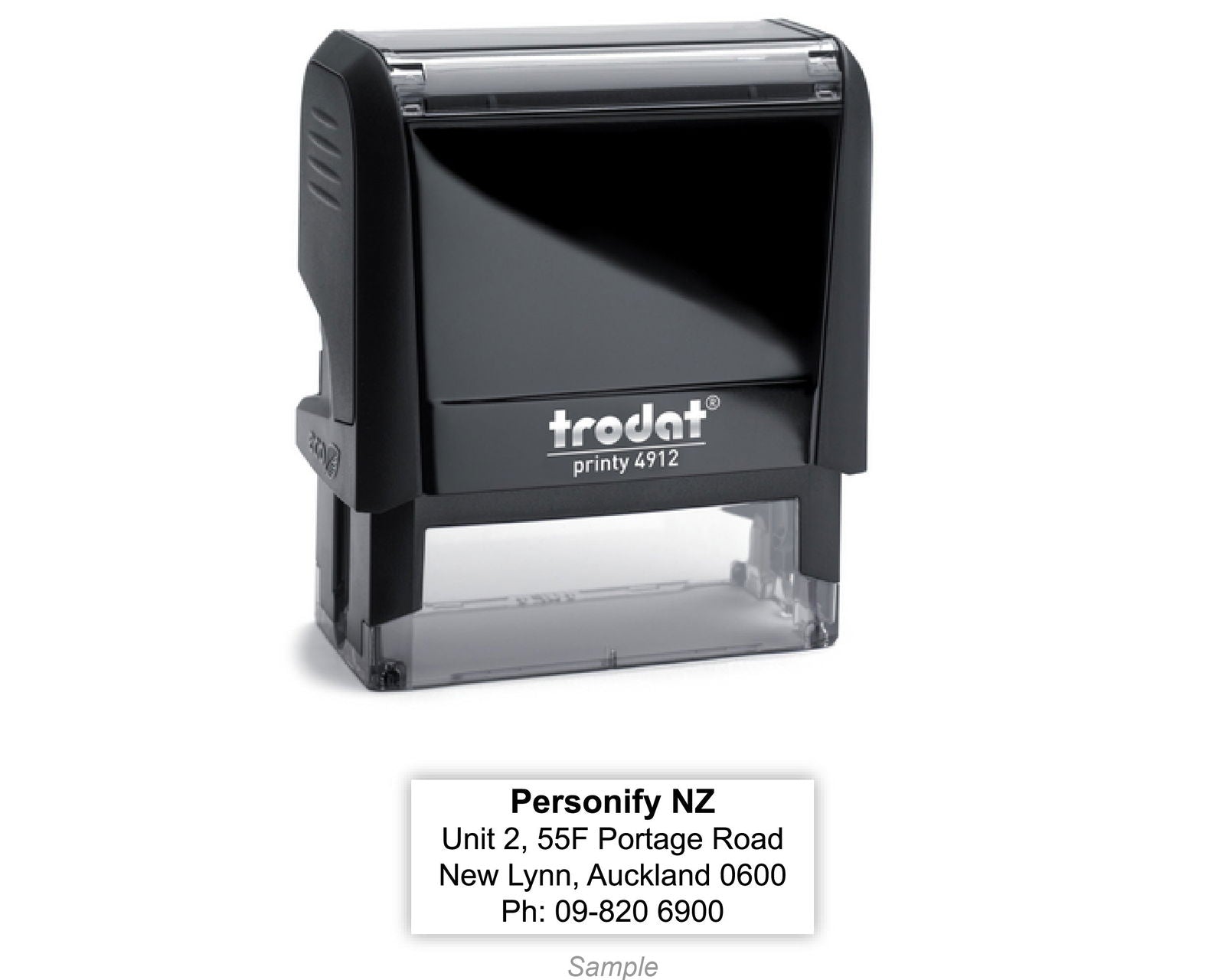 Self-Inking Rubber Stamp - Trodat 4912 with sample impression