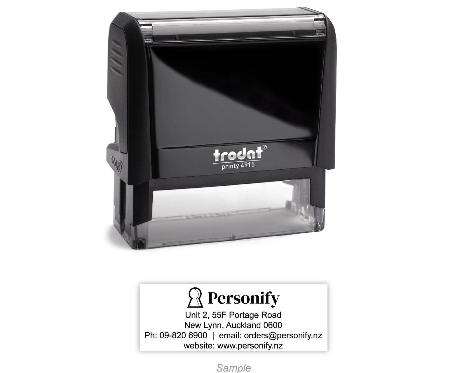 Self-Inking Rubber Stamp - Trodat 4915 with sample impression
