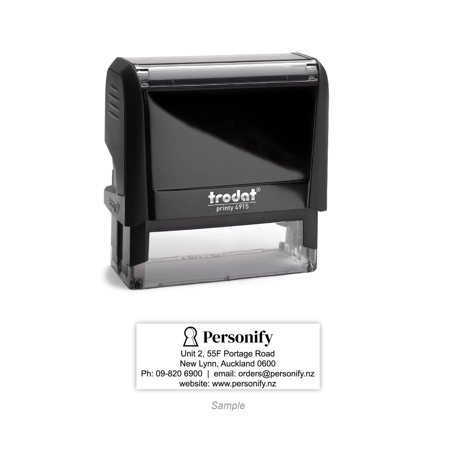 Self-Inking Rubber Stamp - Trodat 4915 with sample impression