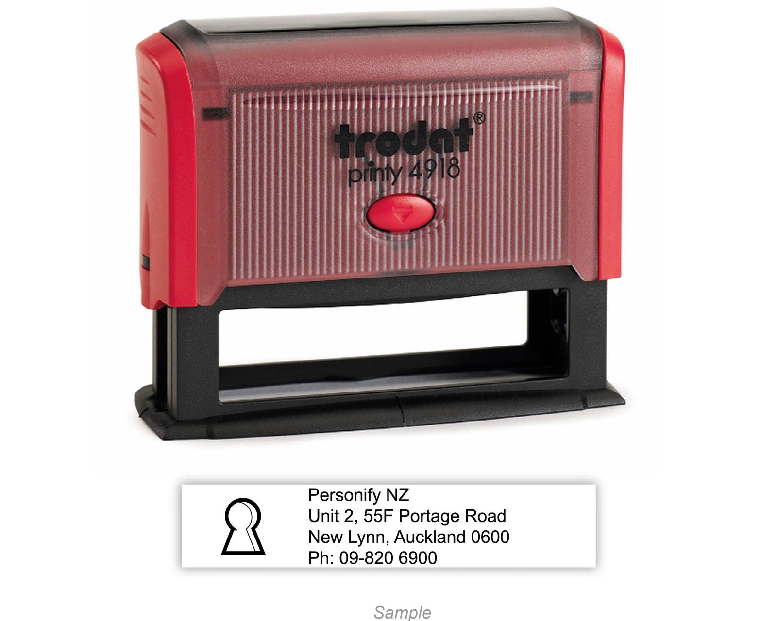 Self-Inking Rubber Stamp - Trodat 4918 with sample impression