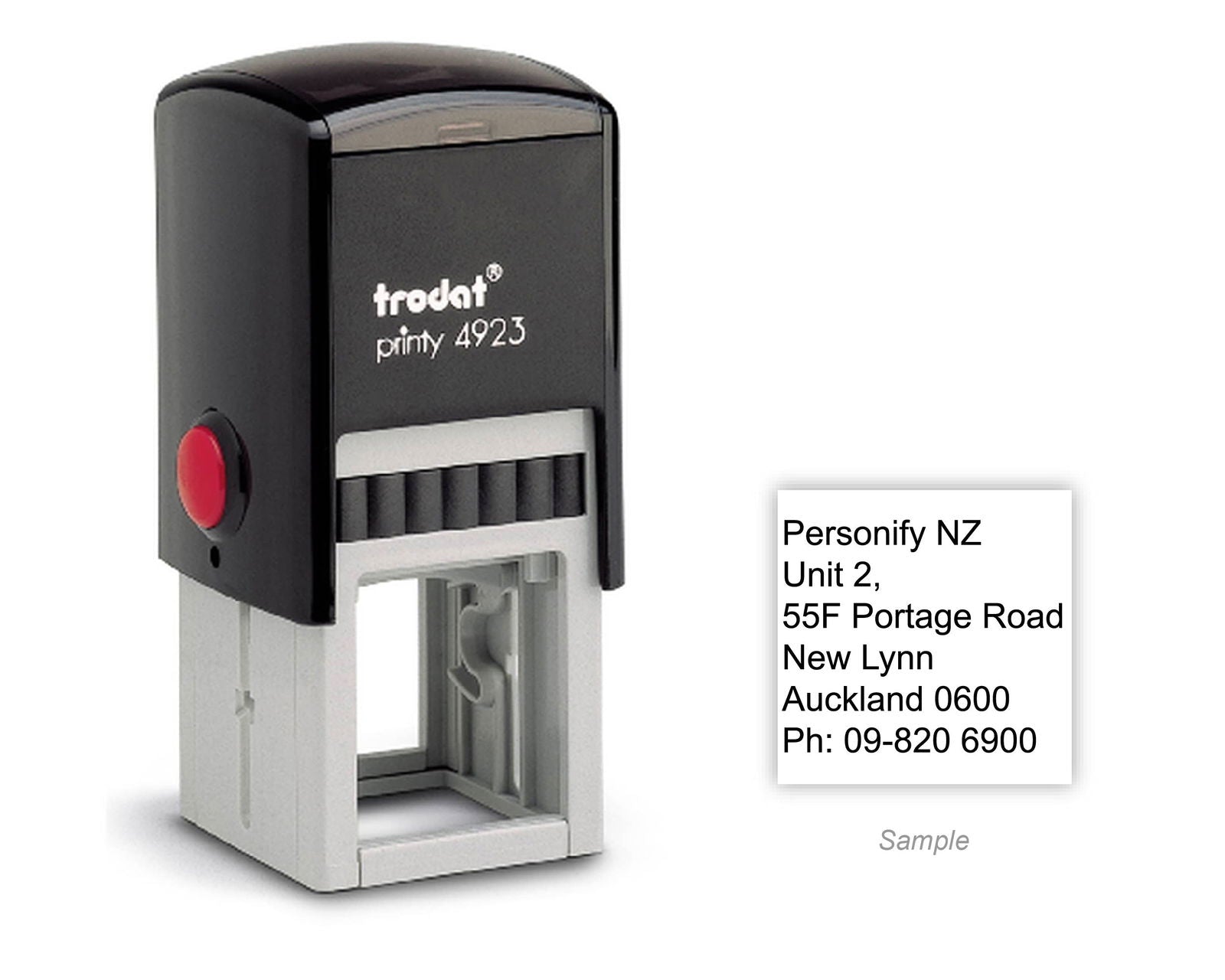 Self-Inking Rubber Stamp - Trodat 4923 with sample impression