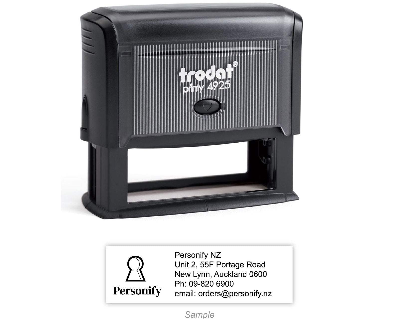 Self-Inking Rubber Stamp - Trodat 4925 with sample impression