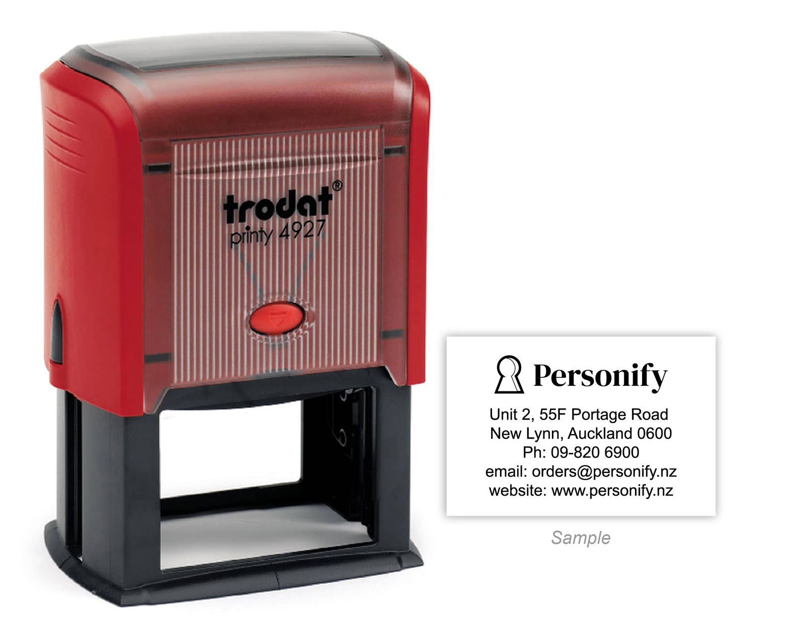 Self-Inking Rubber Stamp - Trodat 4927 with sample impression