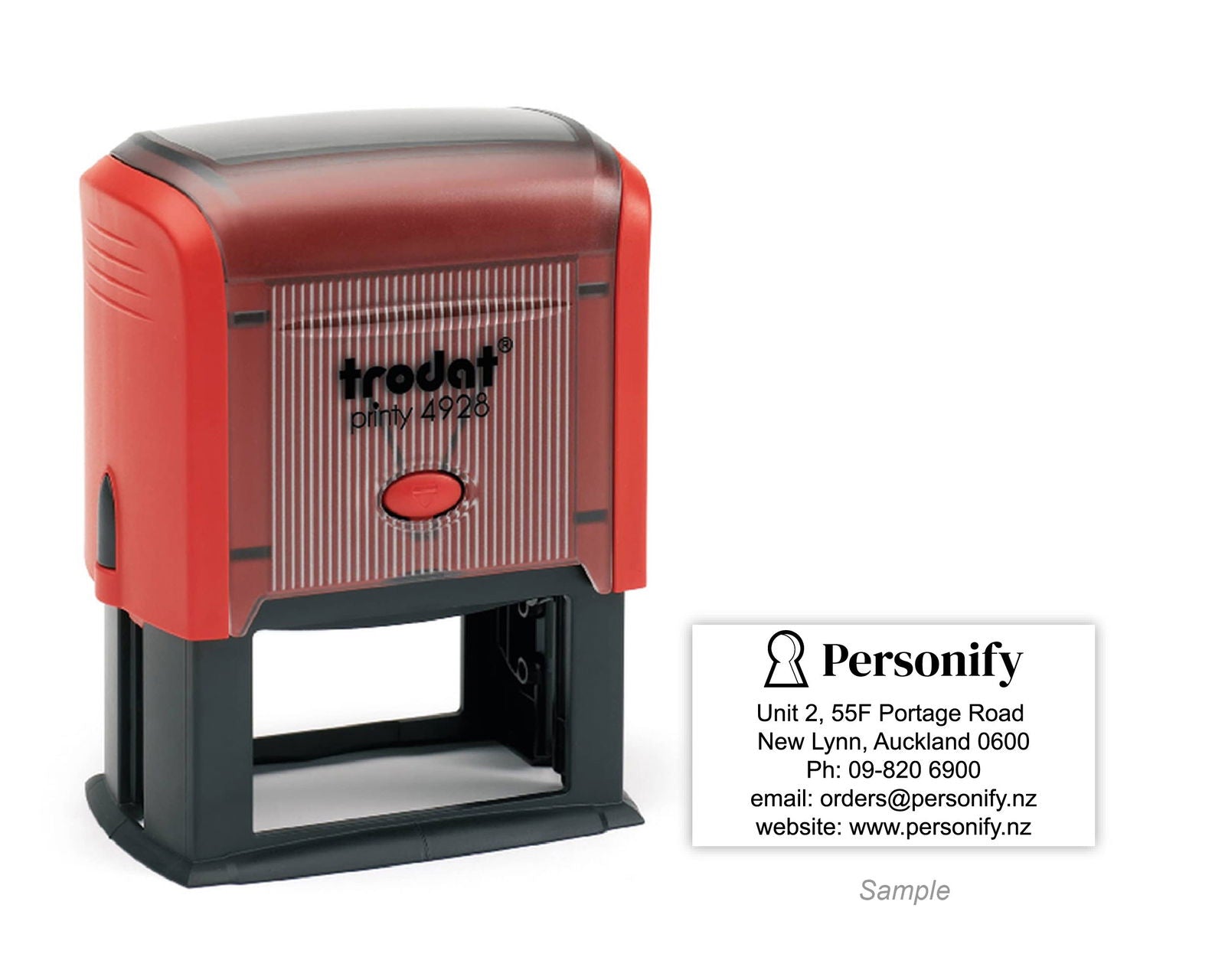 Self-Inking Rubber Stamp - Trodat 4928 with sample impression