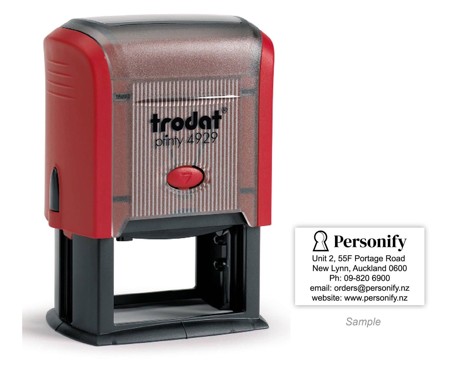 Self-Inking Rubber Stamp - Trodat 4929 with sample impression