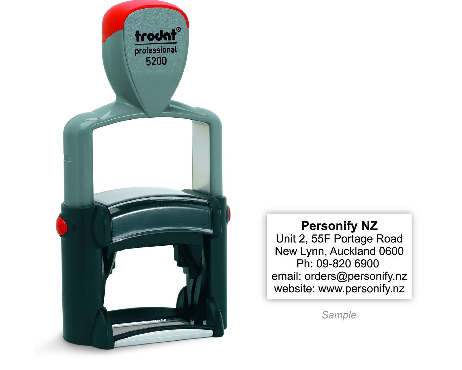 Self-Inking Rubber Stamp - Trodat 5200 with sample impression