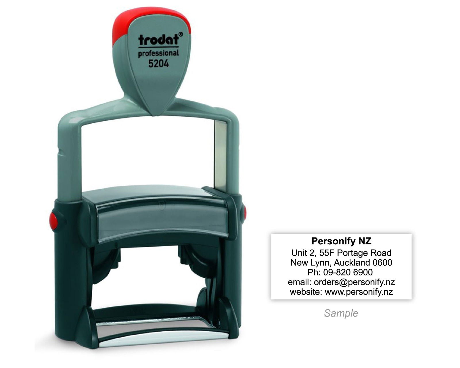 Self-Inking Rubber Stamp - Trodat 5204 with sample impression