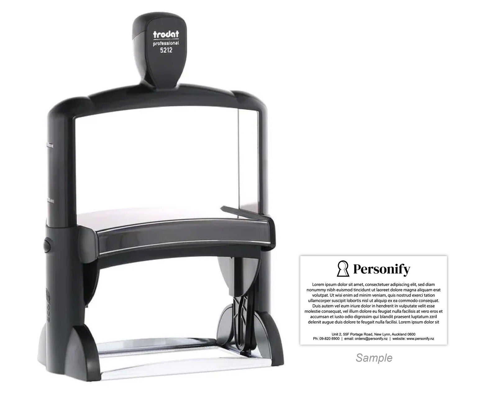 Self-Inking Rubber Stamp - Trodat 5212 with sample impression