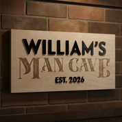 Personalised Sign for Him - Wood & Acrylic Wall Sign (Whiskey Label Style)