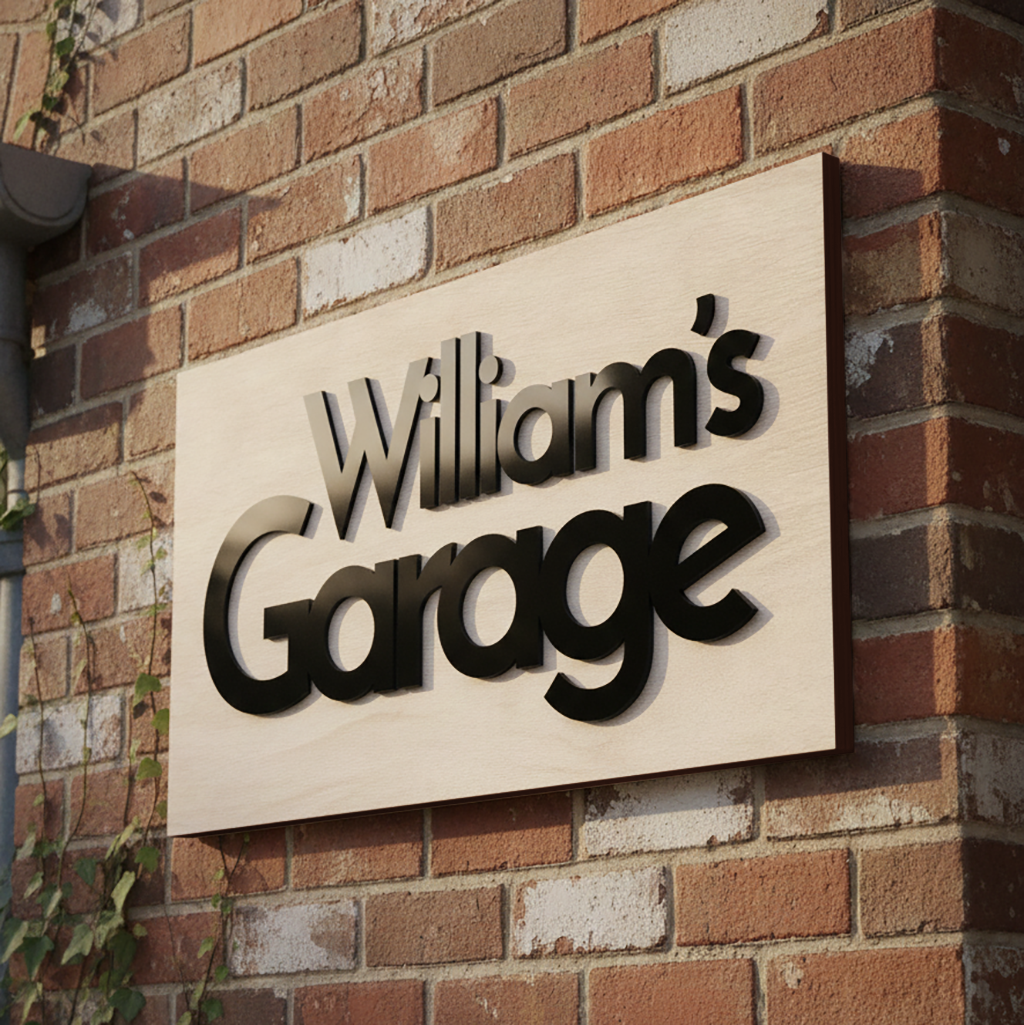 Personalised Sign for Him - Wood & Acrylic Wall Sign (Classic Style)