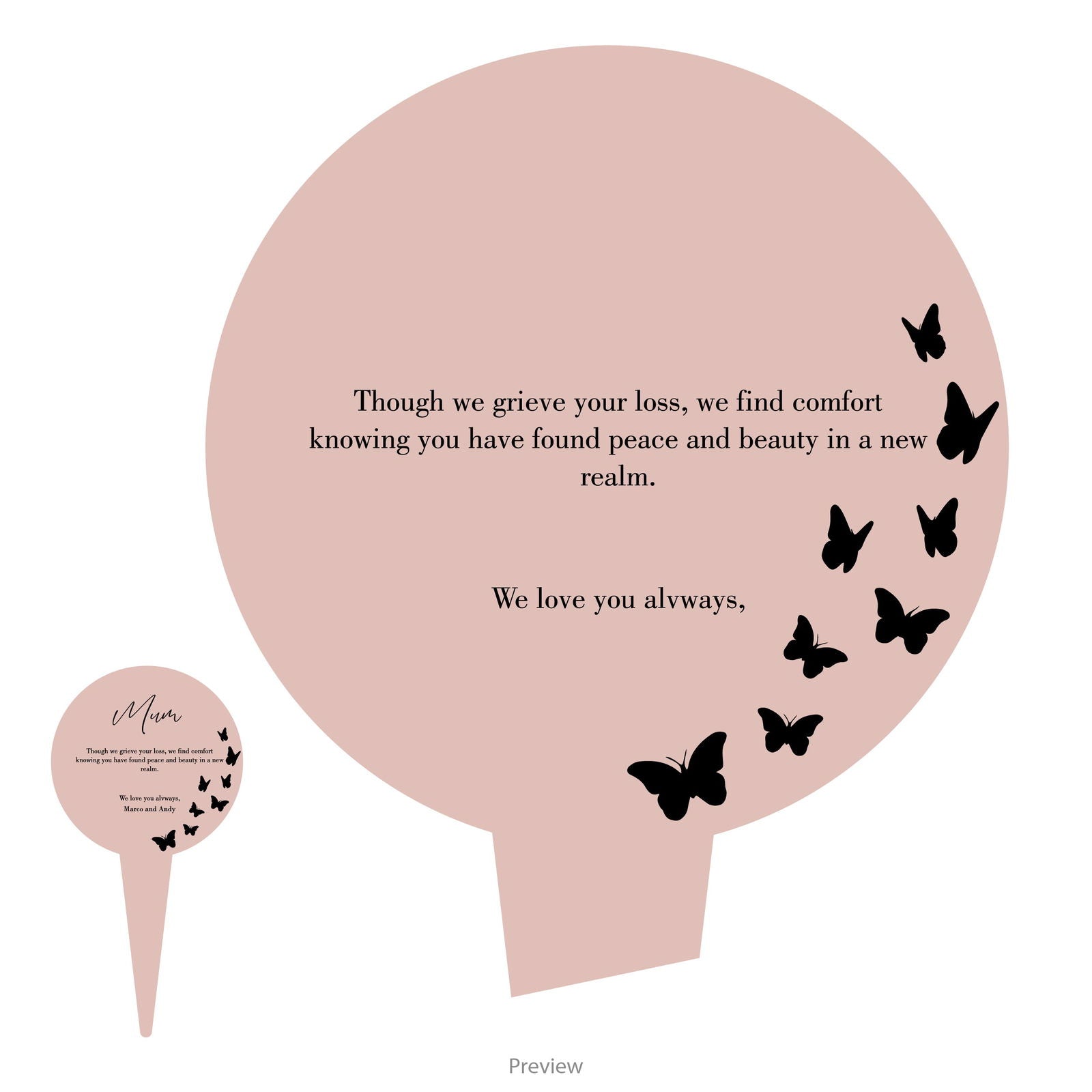 Simple Memorial Stake Design 2 template rose gold