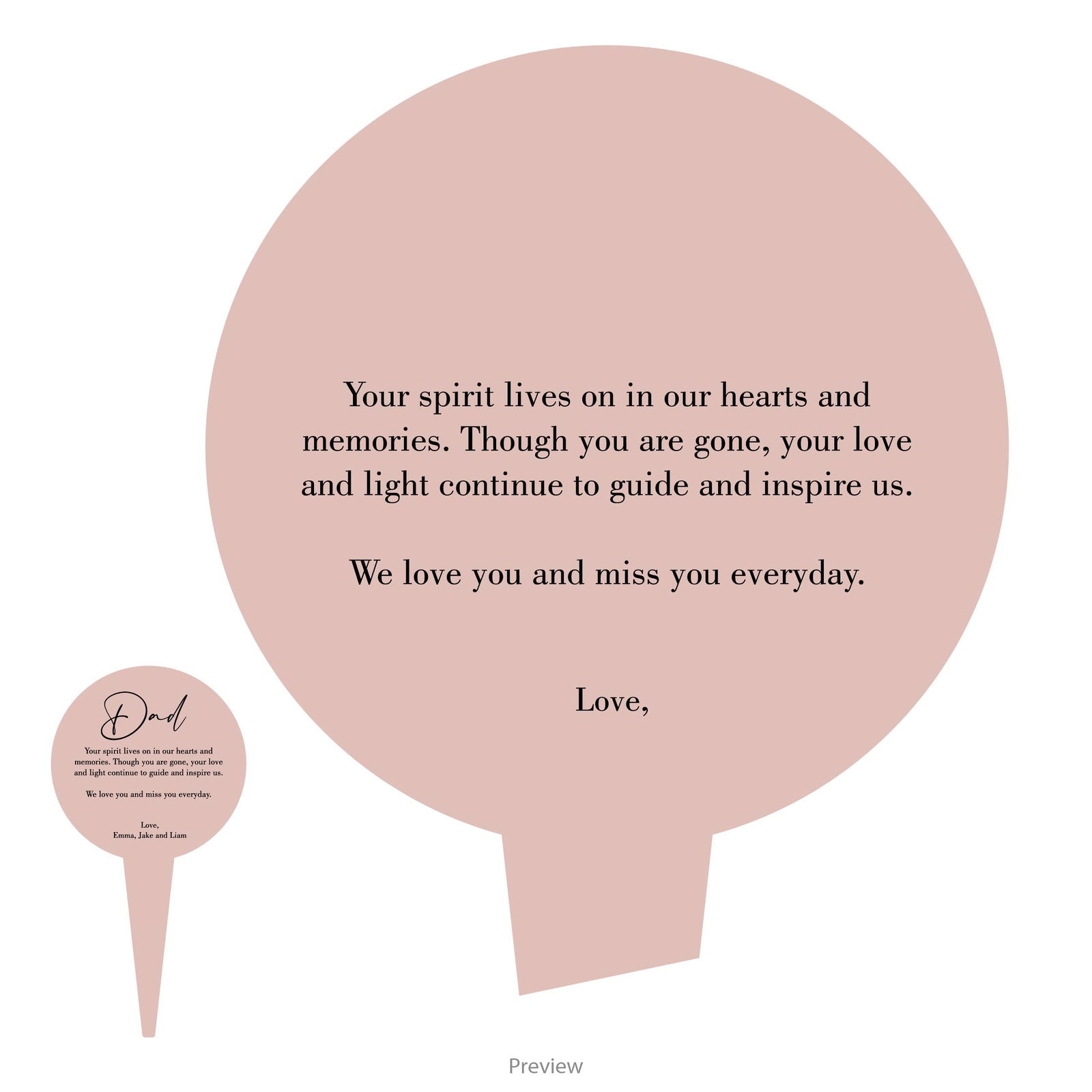 Simple Memorial Stake Design 3 template rose gold