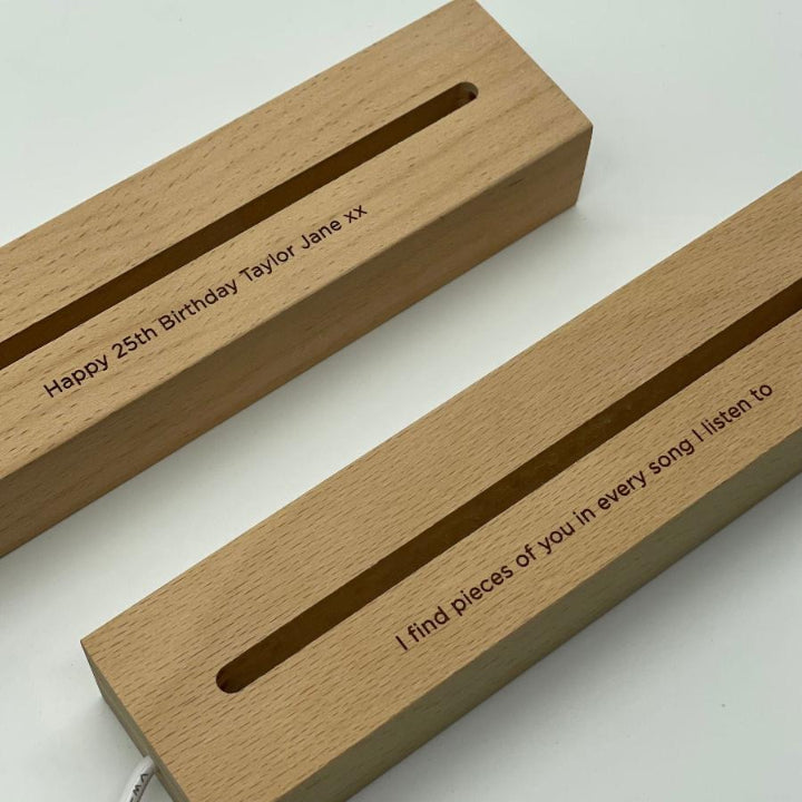 customised Spotify Plaque LED wooden base photos with engraving on top of the base