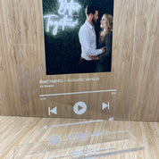 Spotify Plaque with clear acrylic base with engraving on top of the base