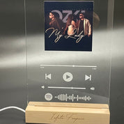 customised Spotify Plaque with wooden base LED with front engraving  