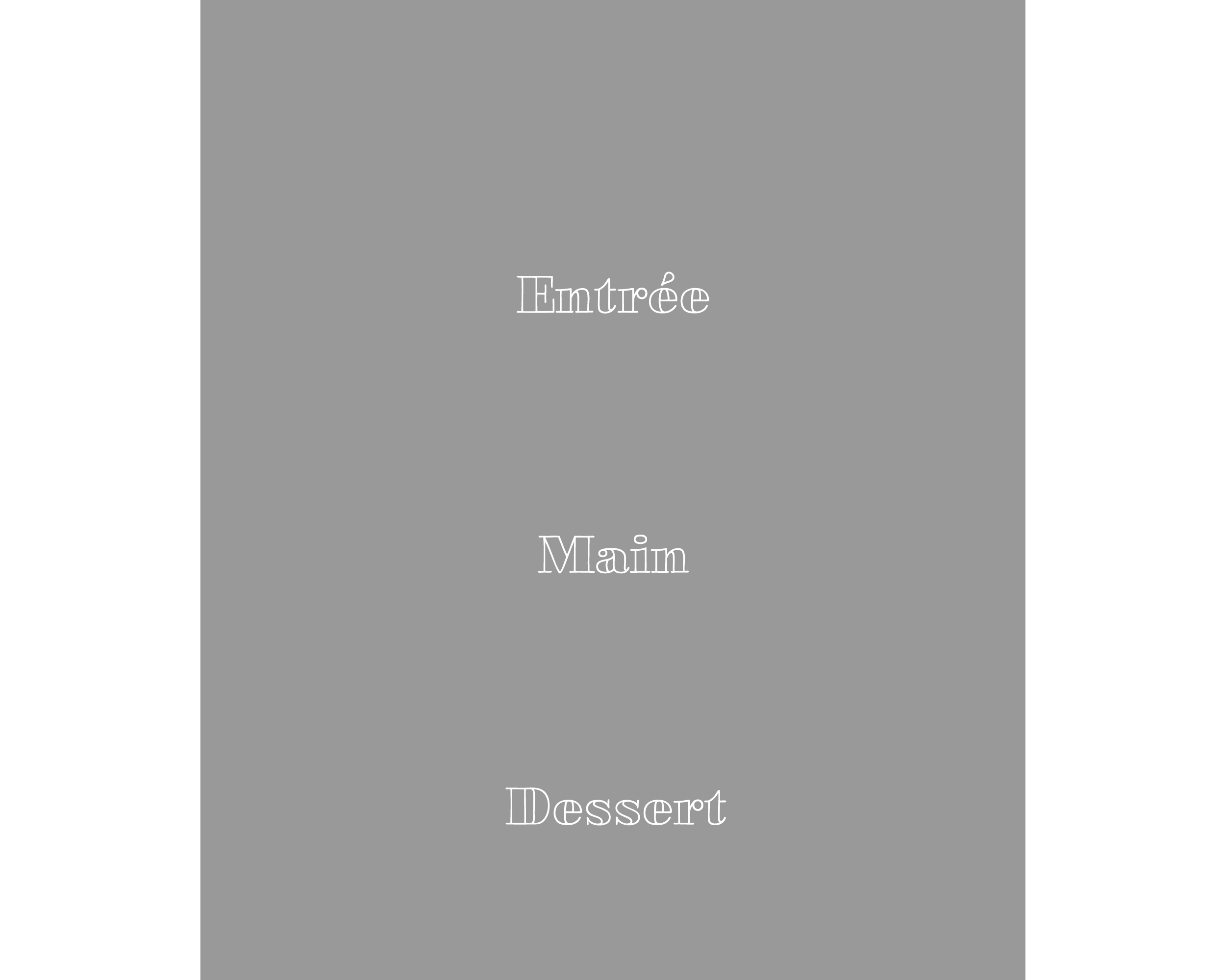 Three course menu acrylic design option 1