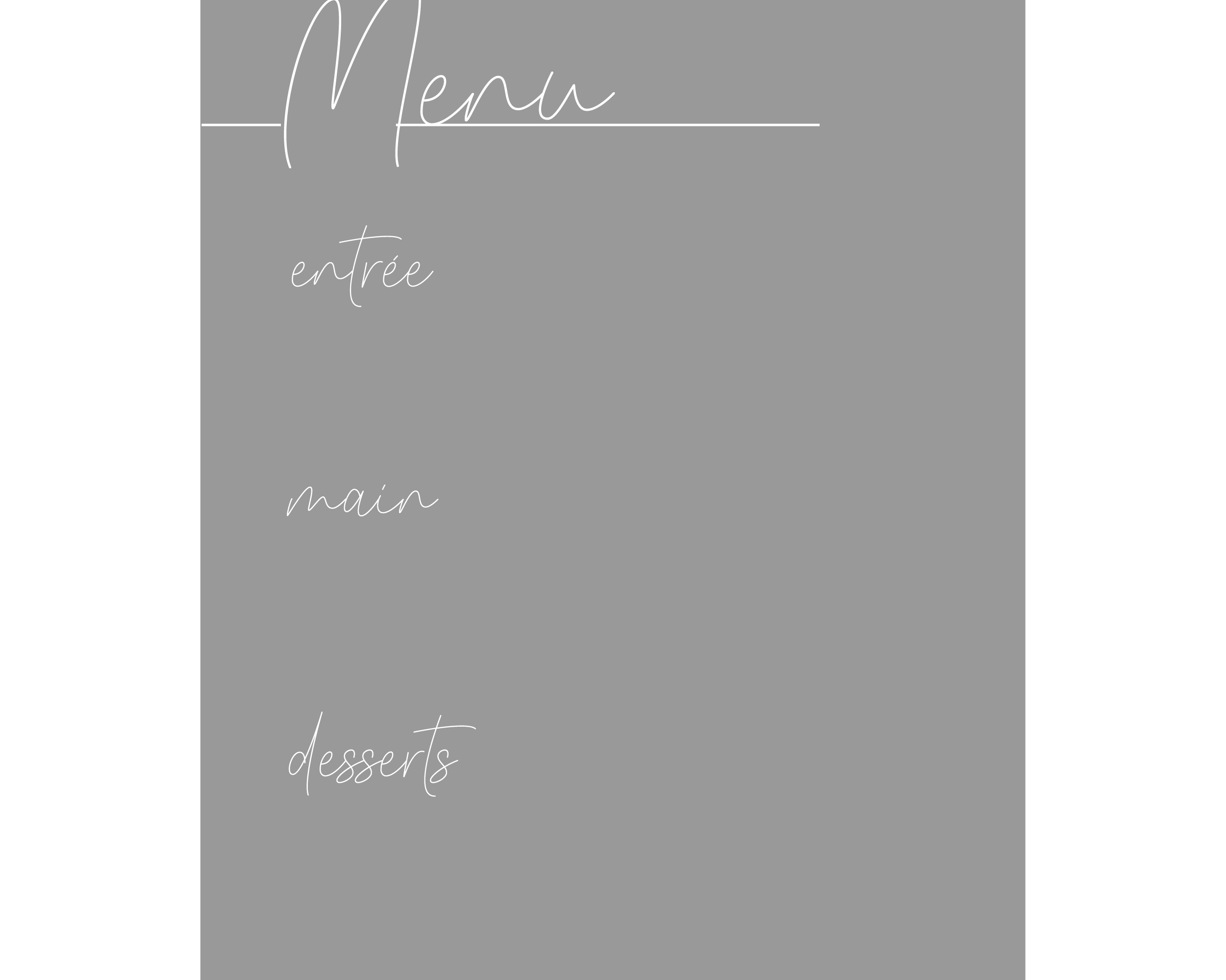 Three course menu acrylic design option 2