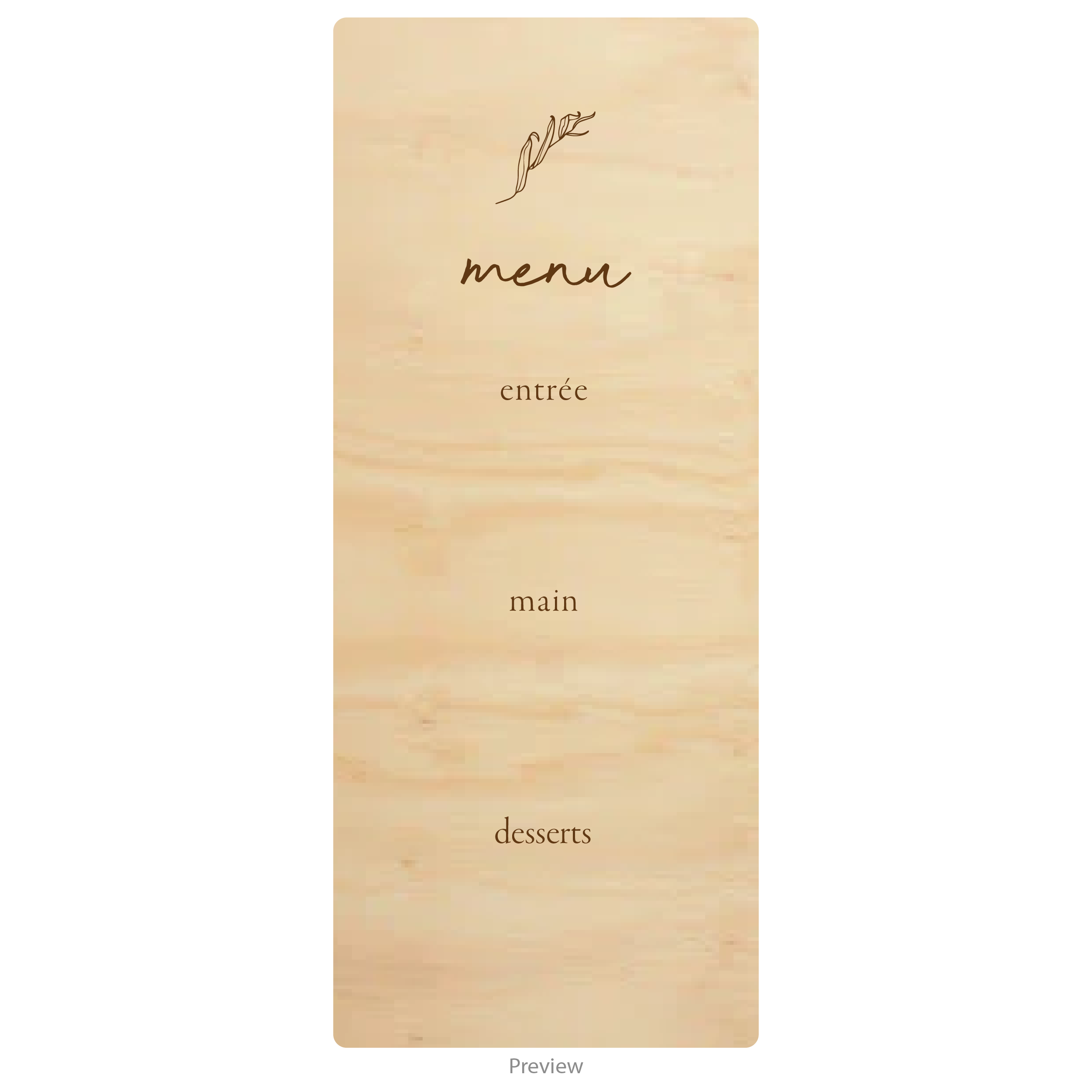 Three course menu acrylic design option 3