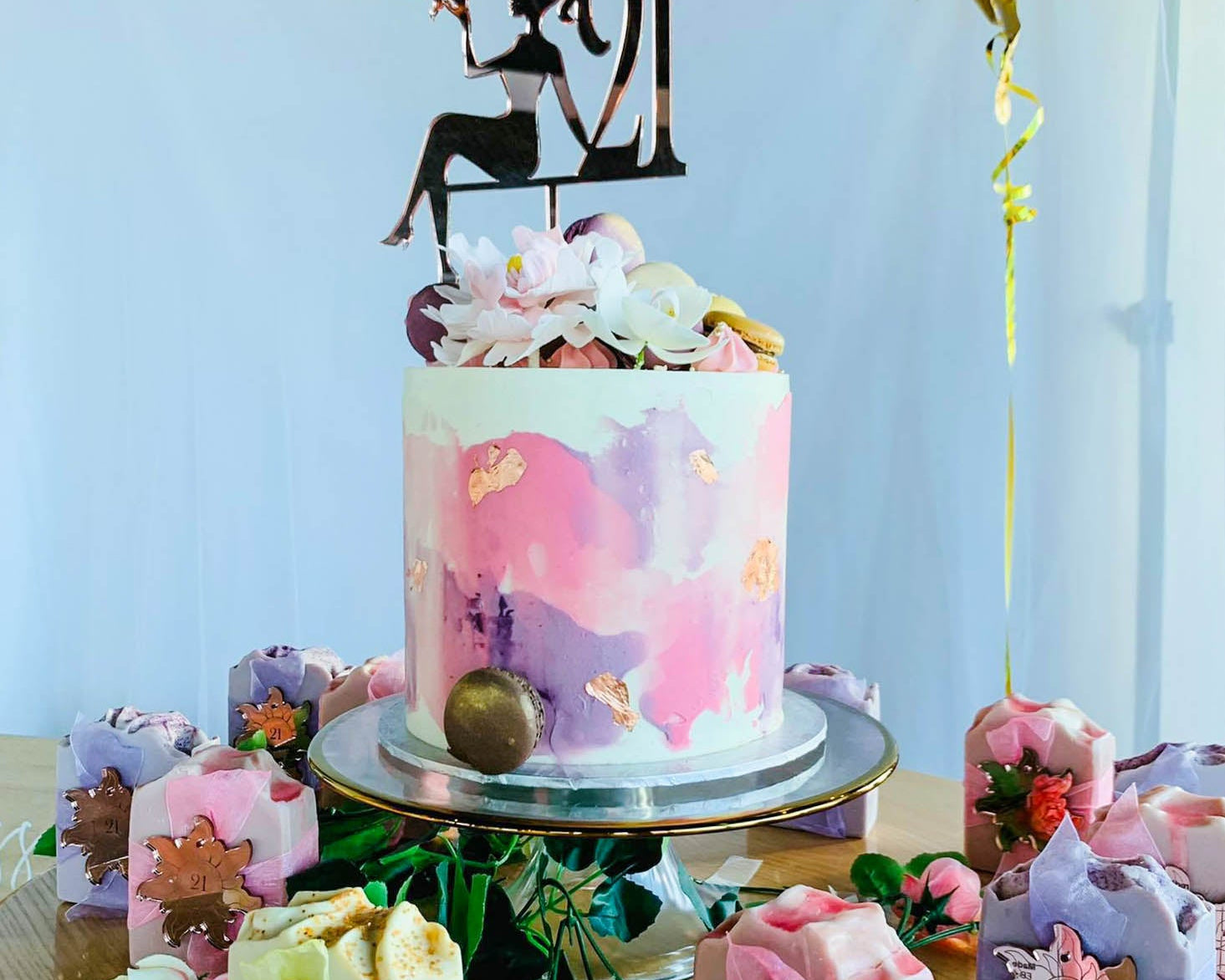 Twenty One Cake Topper sample on cake