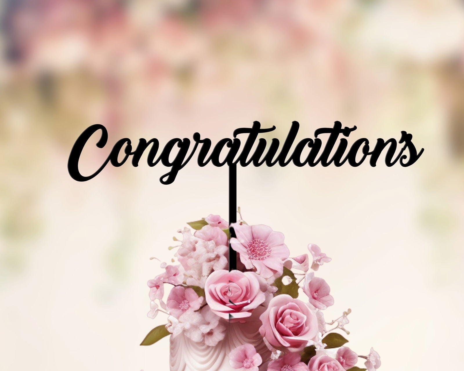 Wedding Cake Topper Congratulations black