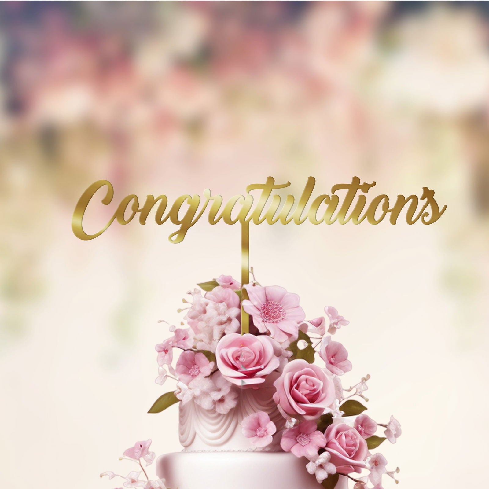 Wedding Cake Topper Congratulations gold