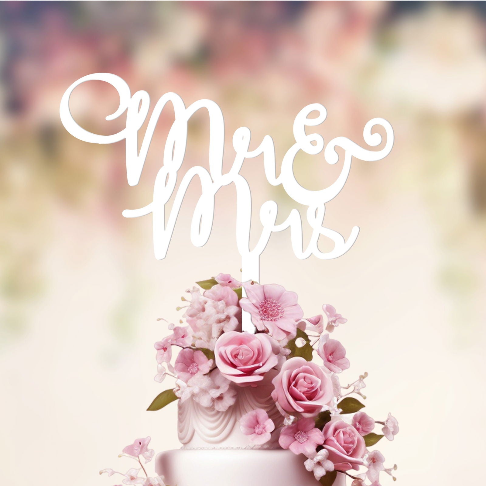 Wedding Cake Topper Mr&Mrs white