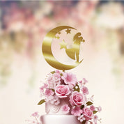 Wedding Cake Topper with moon & stars gold