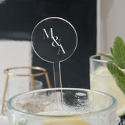 Wedding Initials Clear Acrylic Drink Stirrers (Set of 6)  sample M&A