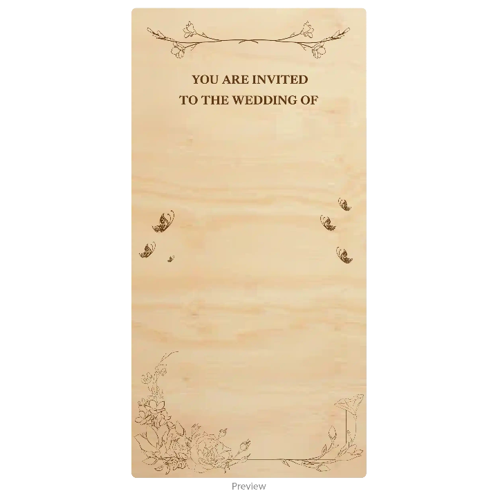 Wedding invitation card wood design template option 2