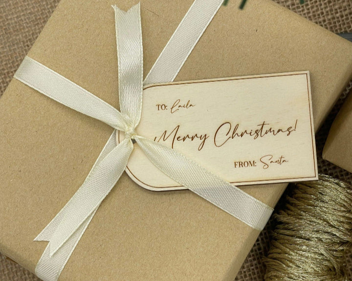Wooden Gift Tags (Set of 4) sample with present
