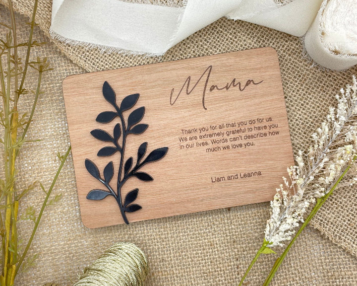 Wooden Greeting Card for Mothers Day sample