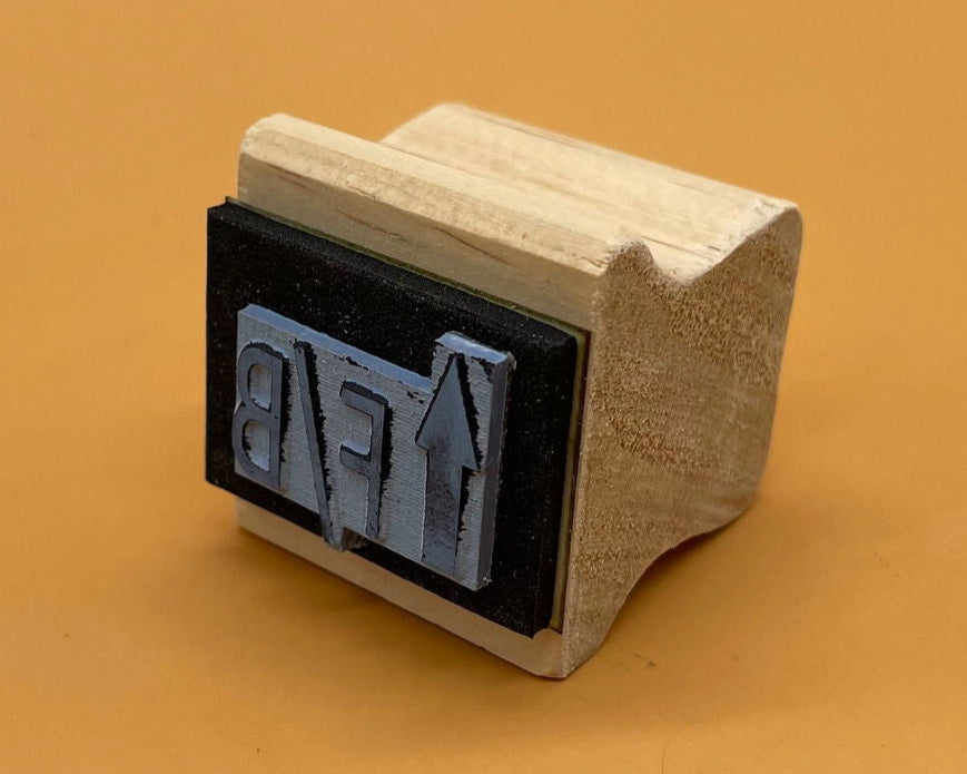 Wooden Handle Stamp square sample with rubber impression