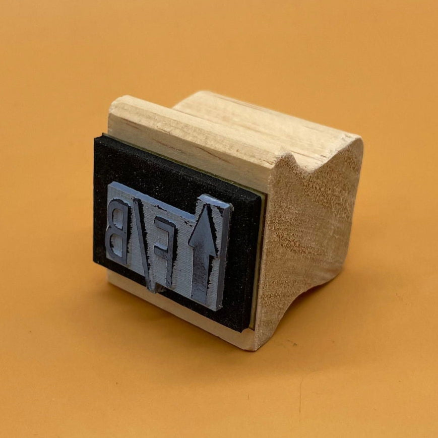 Wooden Handle Stamp square sample with rubber impression