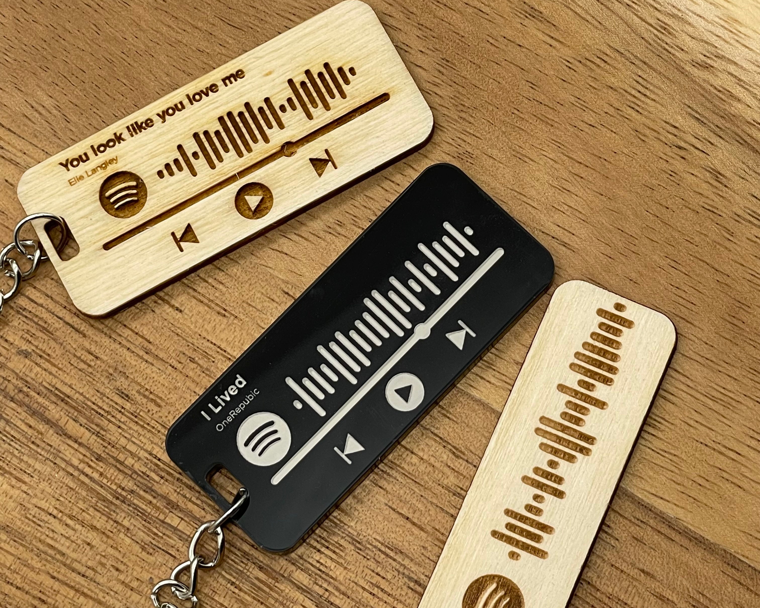 Wooden and Black acrylic spotify keyring