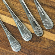 closeup view of design of 4 set cuttlery on the table