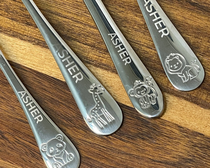 closeup view of design of 4 set cuttlery on the table