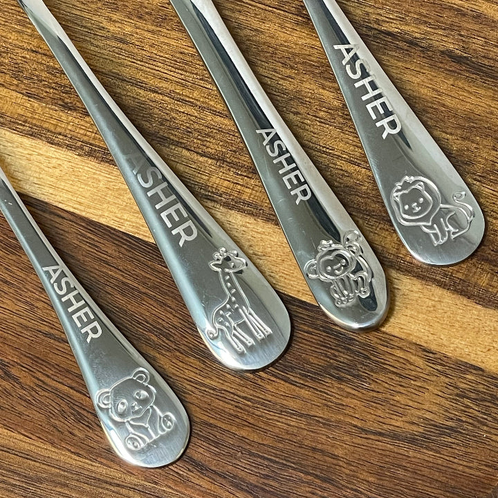 closeup view of design of 4 set cuttlery on the table