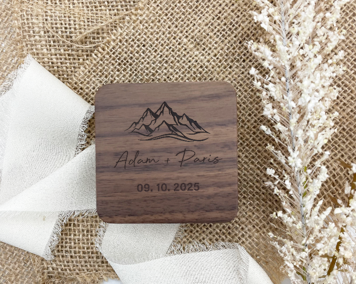 engraved wooden ring box to view