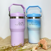water bottle purple and blue variant with engraving