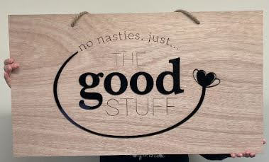 Wooden Sign with Acrylic Text Cut-Outs
